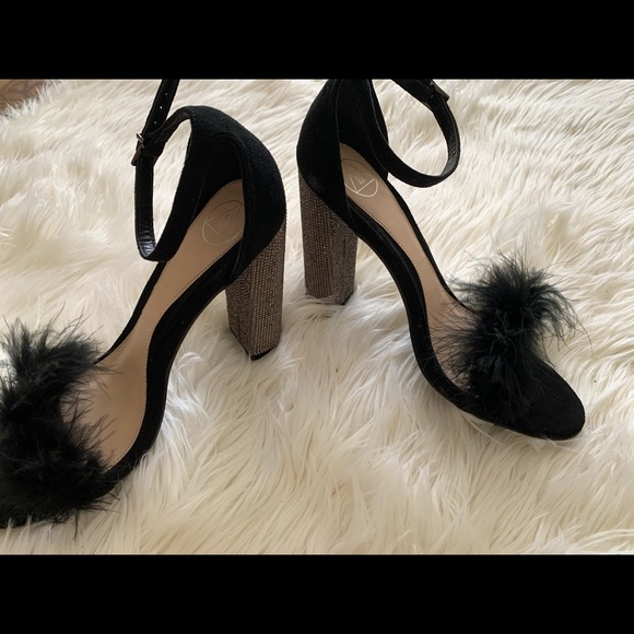Furry black gem heels - Picture 2 of 4
